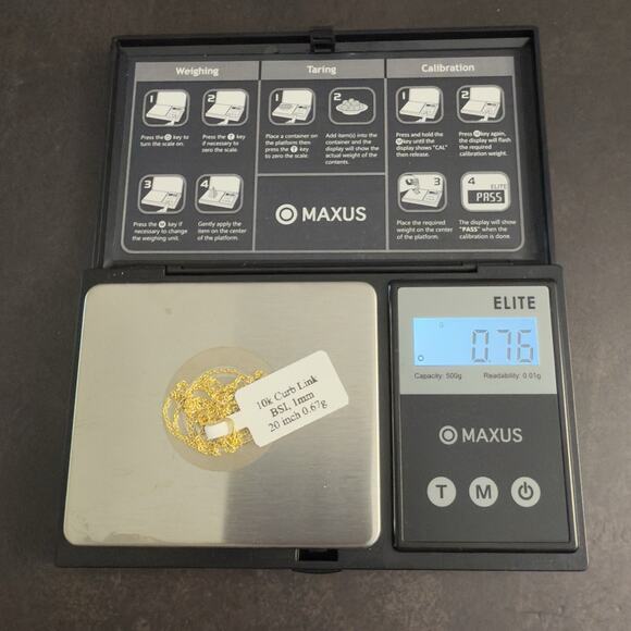 10K Yellow Gold Curb Link Chain 1mm Necklace 20in BSI, Italy ~ NEW - Picture 9 of 9